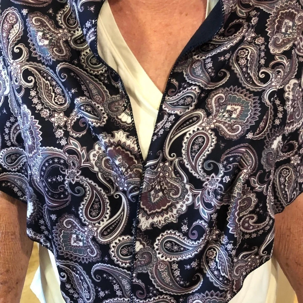 Navy Triangle Paisley Reversible Shawl
